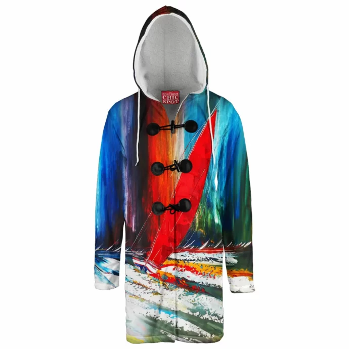 Boat Abstract Hooded Cloak Coat