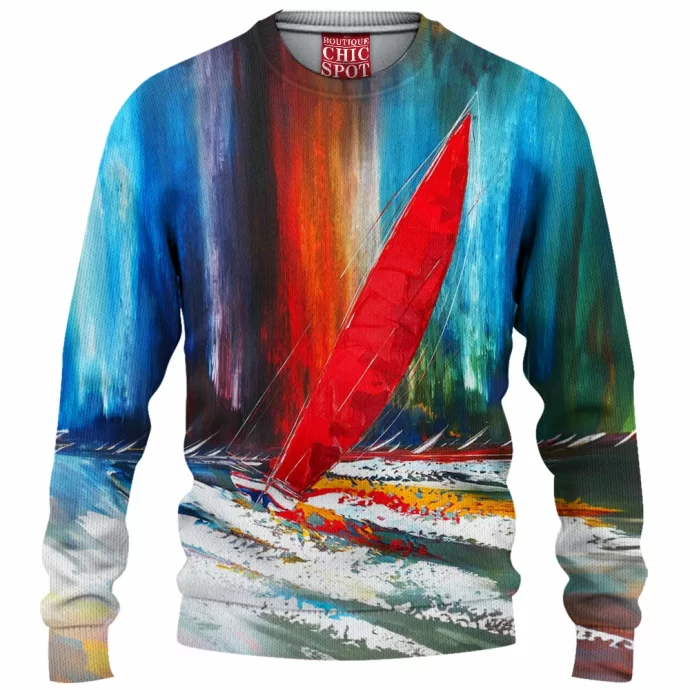 Boat Abstract Knitted Sweater