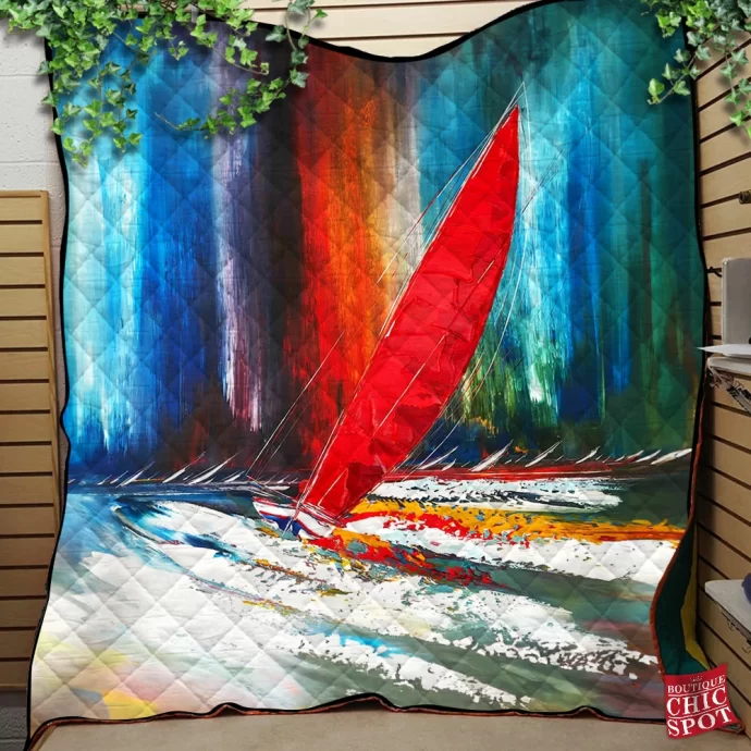 Boat Abstract Quilt Blanket