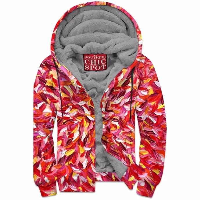 Leaf Abstract Zip Fleece Hoodie