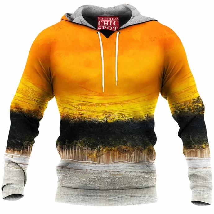 Gray Black Yellow Fleece Hoodie