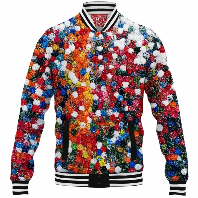 Multiple Flowers Baseball Jacket