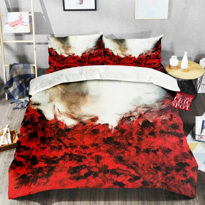 White and Red Bedding Set