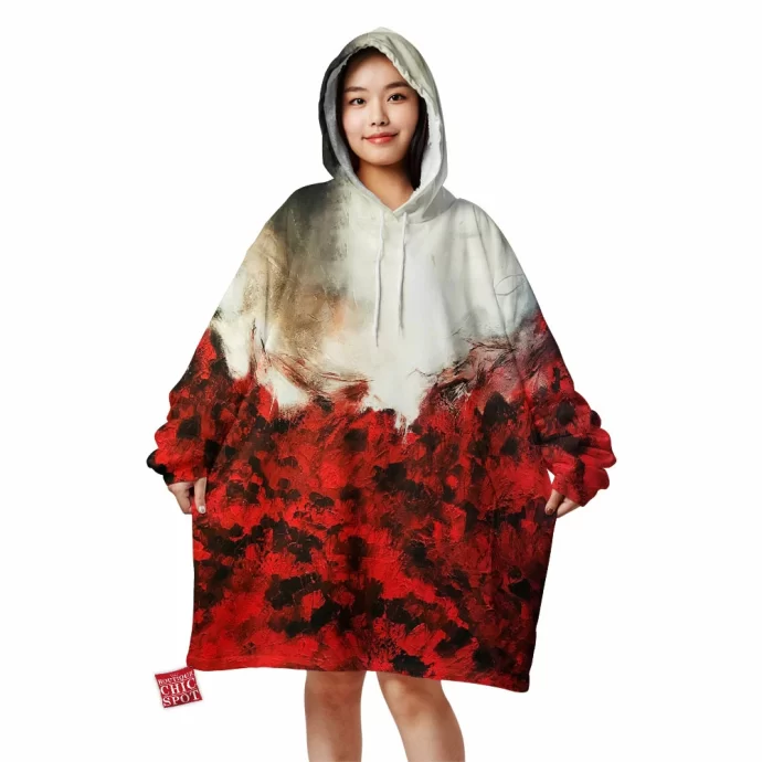 White and Red Blanket Hoodie