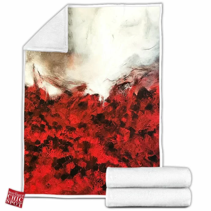 White and Red Fleece Blanket