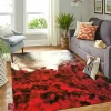 White and Red Rectangle Rug