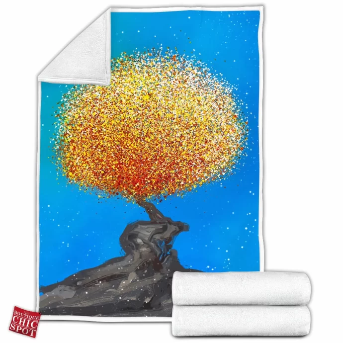 Yellow Tree Fleece Blanket