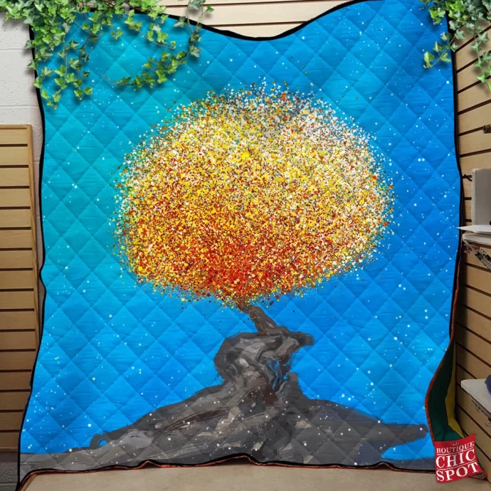 Yellow Tree Quilt Blanket