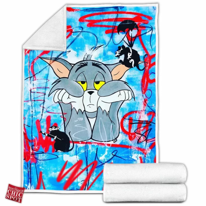 Tom Cat,Meow Fleece Blanket