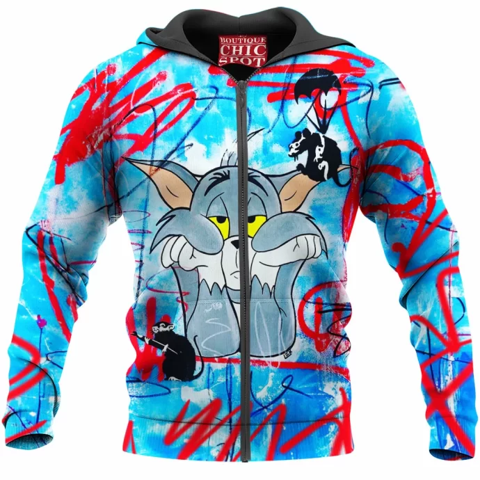 Tom Cat,Meow Zip Hoodie