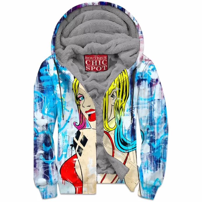 Harley Quinn Zip Fleece Hoodie