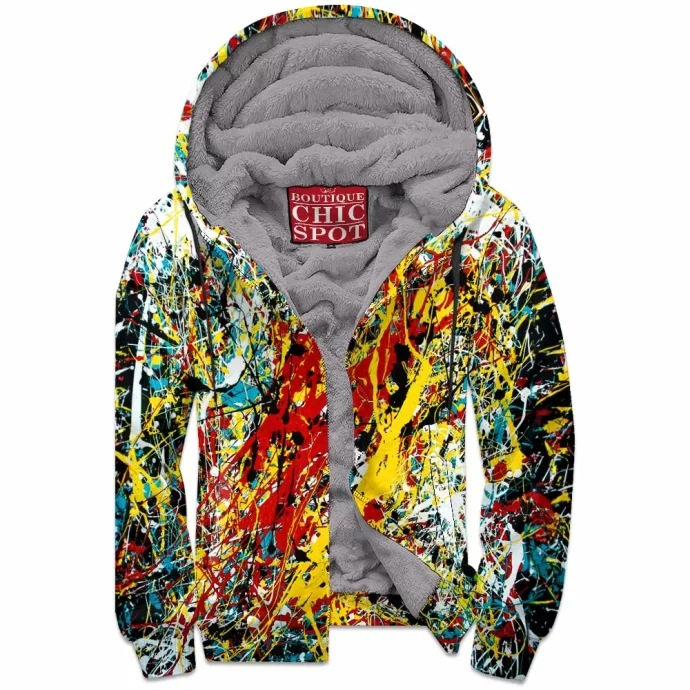 Large Abstract Zip Fleece Hoodie