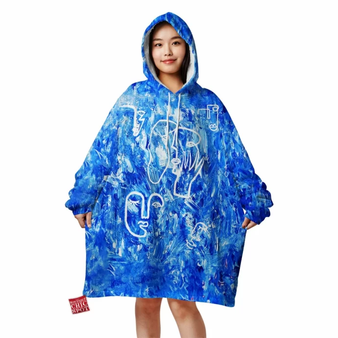 Blue Abstract Blanket Hoodie