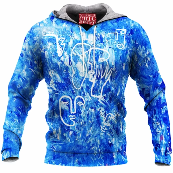 Blue Abstract Fleece Hoodie