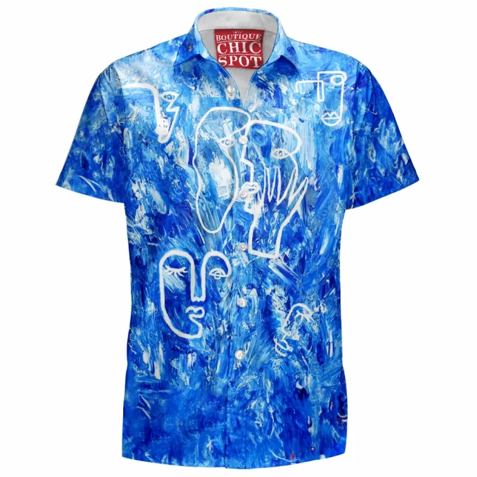 Blue Abstract Hawaiian Shirt