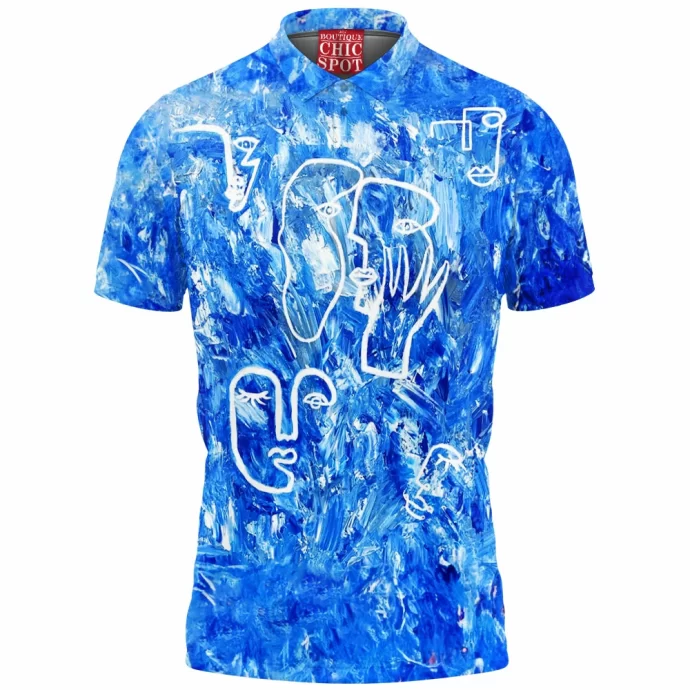 Blue Abstract Polo Shirt