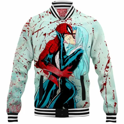 Black Cat Baseball-Jacket, Comic Baseball-Jacket, Spider-man Baseball-Jacket
