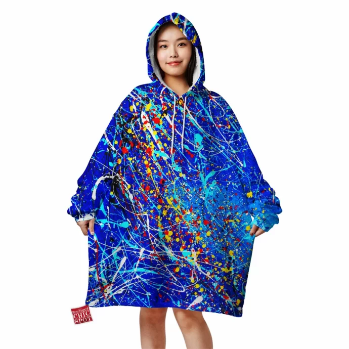 Blue Abstract Blanket Hoodie