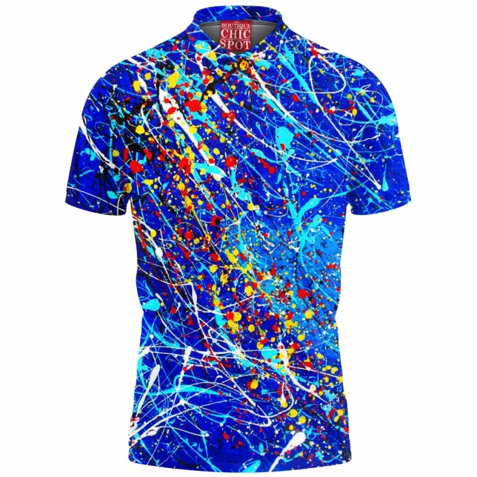 Blue Abstract Polo Shirt