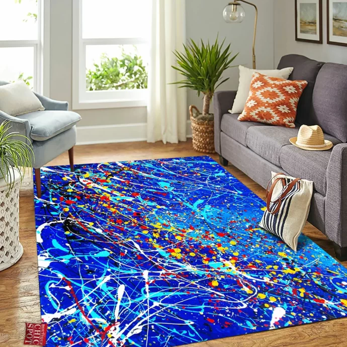 Blue Abstract Rectangle Rug