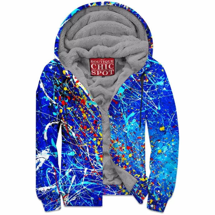 Blue Abstract Zip Fleece Hoodie