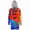 Red and Blue Hooded Cloak Coat