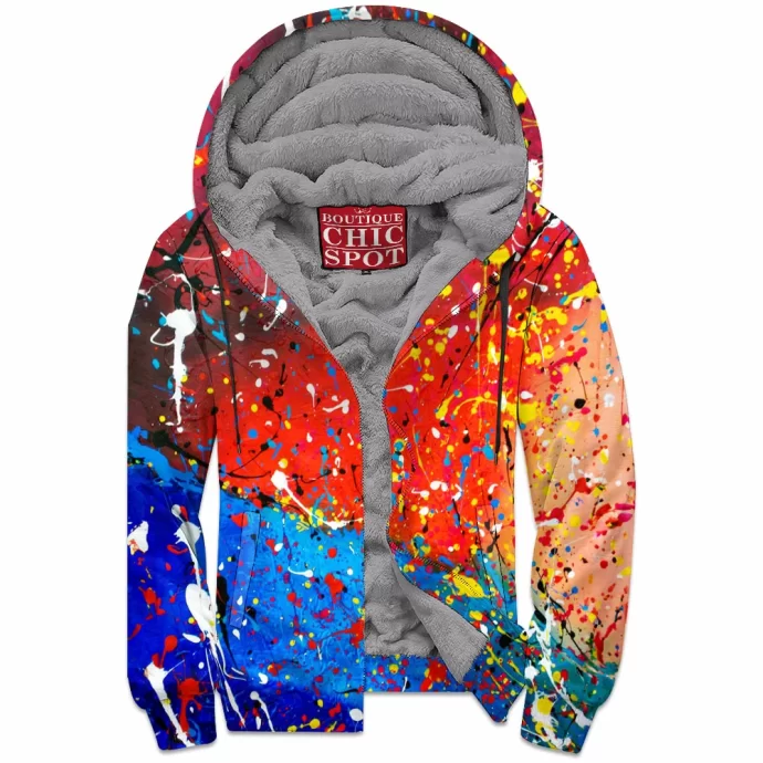 Red and Blue Zip Fleece Hoodie