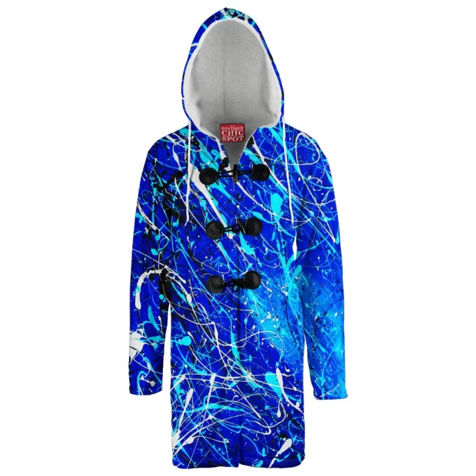 Dripping Blue Hooded Cloak Coat