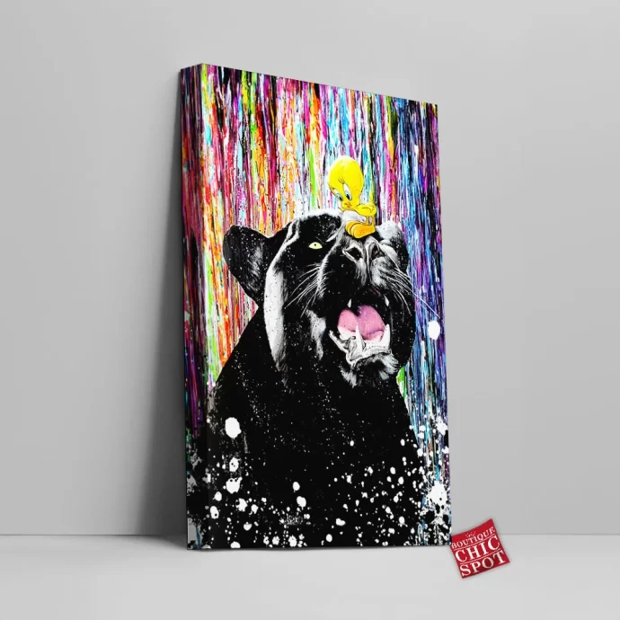 Black Panther and Tweety Canvas Wall Art