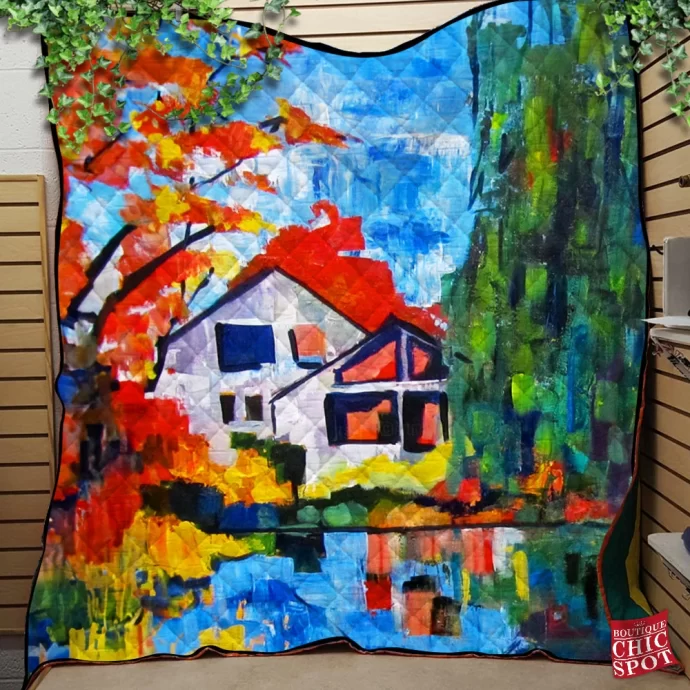 Fall At Orchard Pond Quilt Blanket