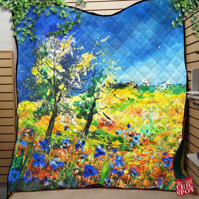 Trees in Spring Quilt Blanket