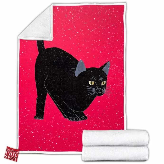 Black Cat Fleece Blanket