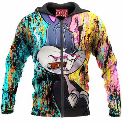 Bugs Bunny Zip-Hoodie, Cartoon Zip-Hoodie, Looney Tunes Zip-Hoodie