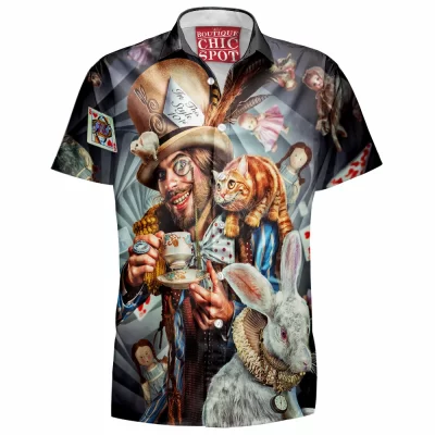 Animation Hawaiian-Shirt, Disney Hawaiian-Shirt, Alice In Wonderland Hawaiian-Shirt, Mad Hatter Hawaiian-Shirt