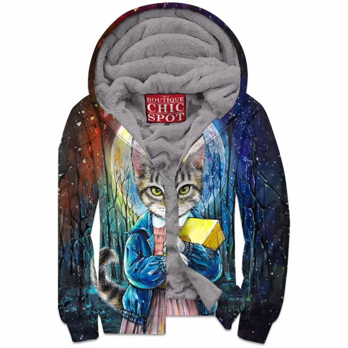 Stranger Things Eleven Cat Zip Fleece Hoodie