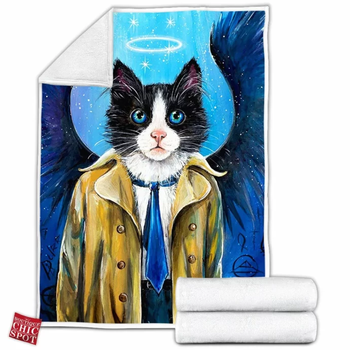 Angel Supernatural Cat Fleece Blanket