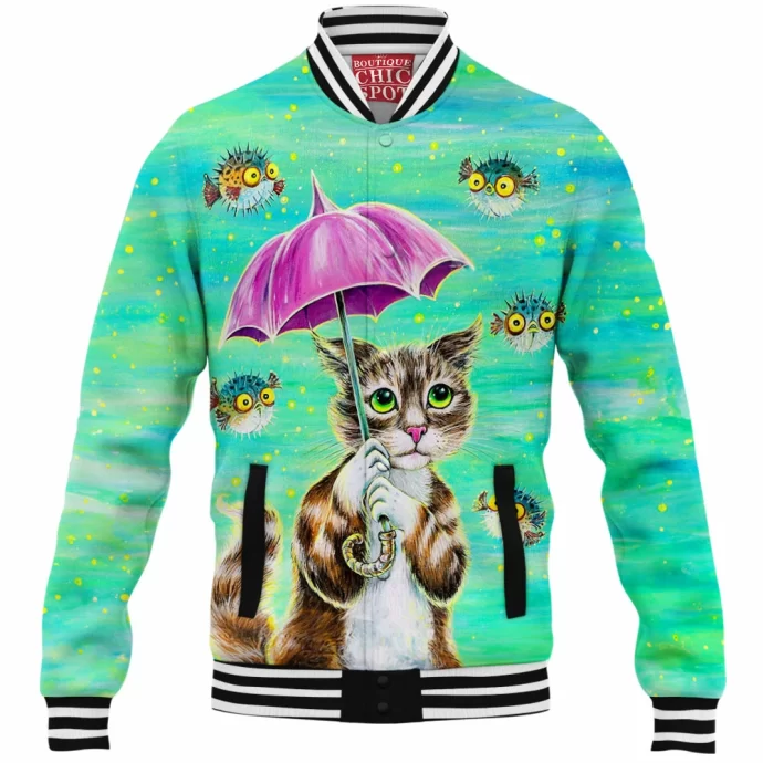 Cat With Umbrella Baseball Jacket