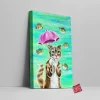 Cat With Umbrella Canvas Wall Art