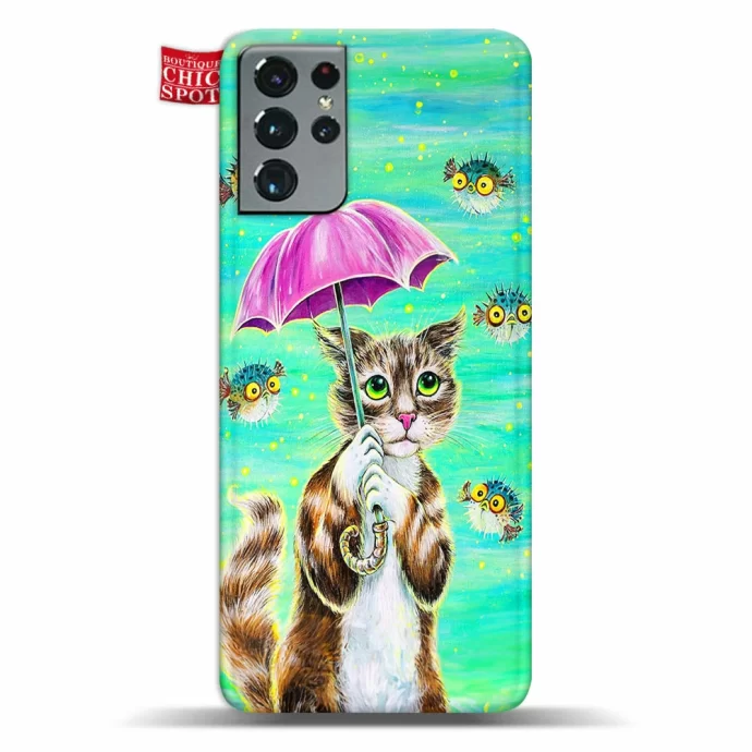 Cat With Umbrella Phone Case Samsung