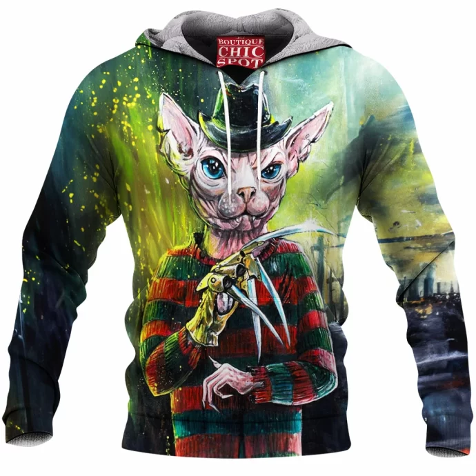 Freddy Krueger Cat Fleece Hoodie