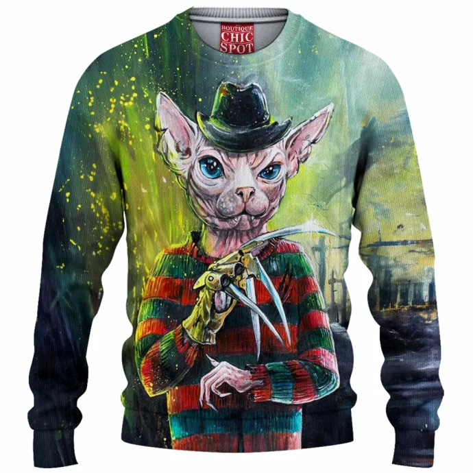 Freddy Krueger Cat Knitted Sweater