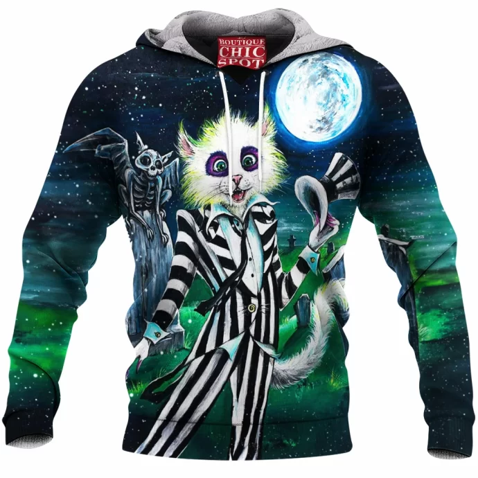 Beetlejuice Cat Fleece Hoodie