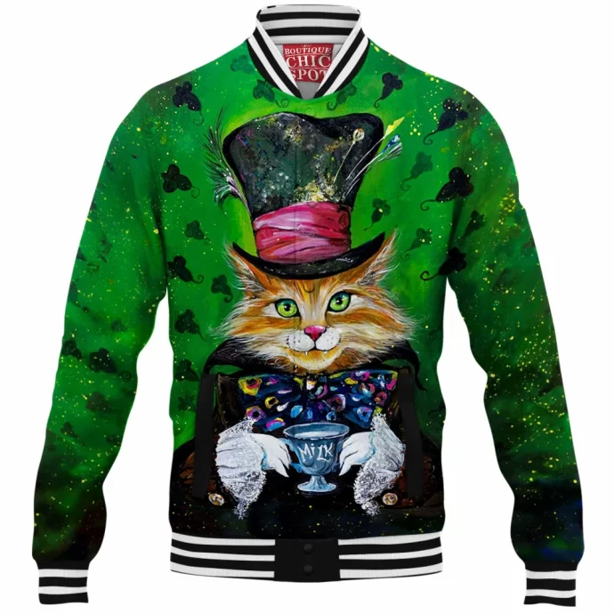 Mad Hatter Cat Baseball Jacket