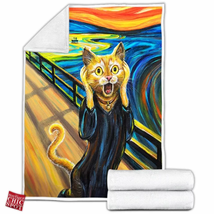 Cat Scream Fleece Blanket