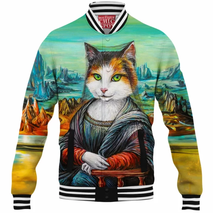 Mona Lisa Cat Baseball Jacket