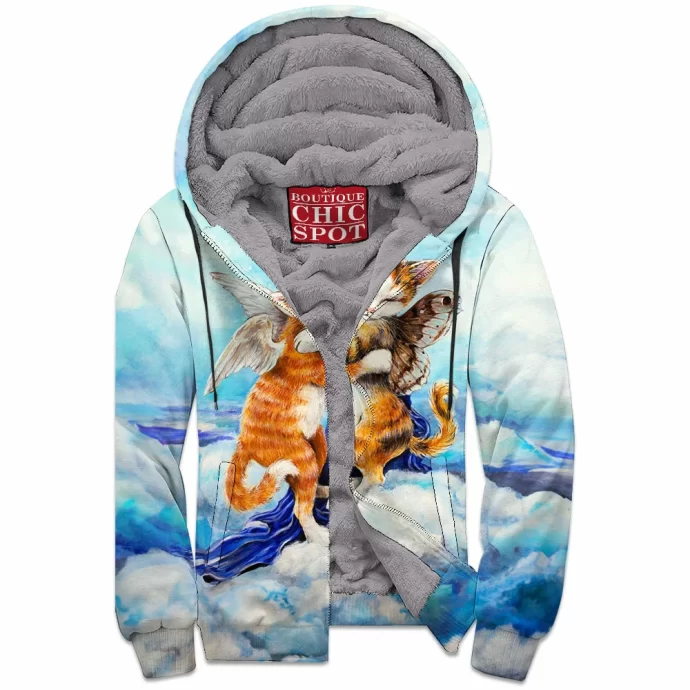 Cat Angel Zip Fleece Hoodie