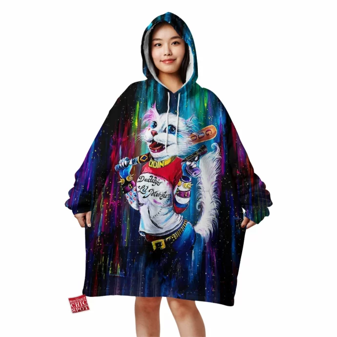 Harley Quinn Cat Blanket Hoodie