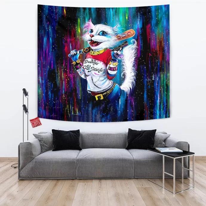 Harley Quinn Cat Tapestry