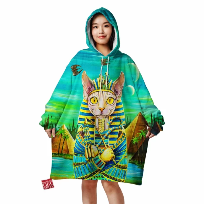 Tutankhamun Cat Blanket Hoodie