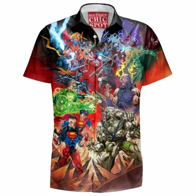 Comic Hawaiian-Shirt, Heroes vs Villains Hawaiian-Shirt